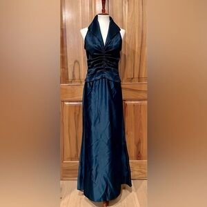 VTG Tadashi Shimmering Midnight Blue Full-Length Formal Gown, EUC 10
